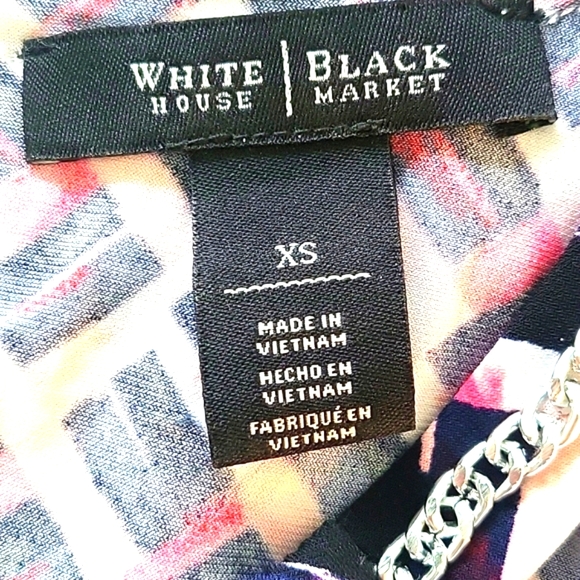 WHITE HOUSE BLACK MARKET TOP SZ XS MULTICOLOR GEOMETRIC SLEEVELESS LAYERED - Picture 4 of 8